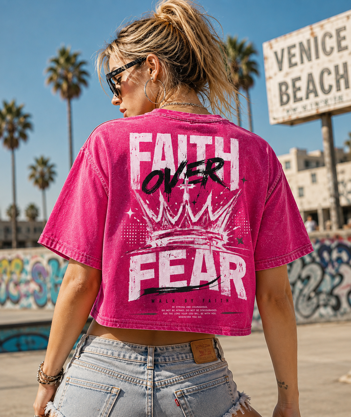 Faith Over Fear Crop Top – Vintage Wash Tee