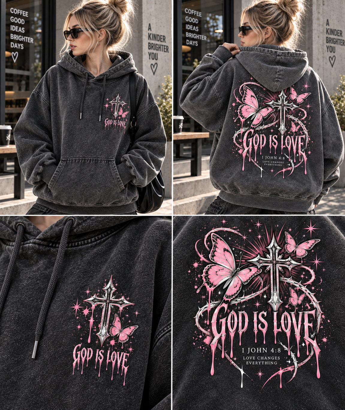 God Is Love Vintage Hoodie – Butterfly Cross