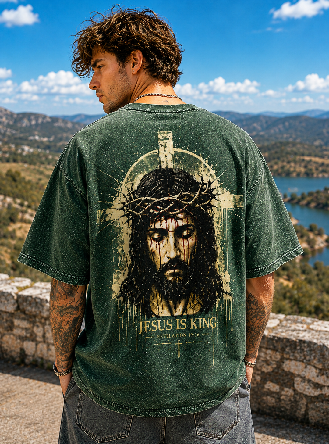 Jesus Is King – Vintage Olive Tee