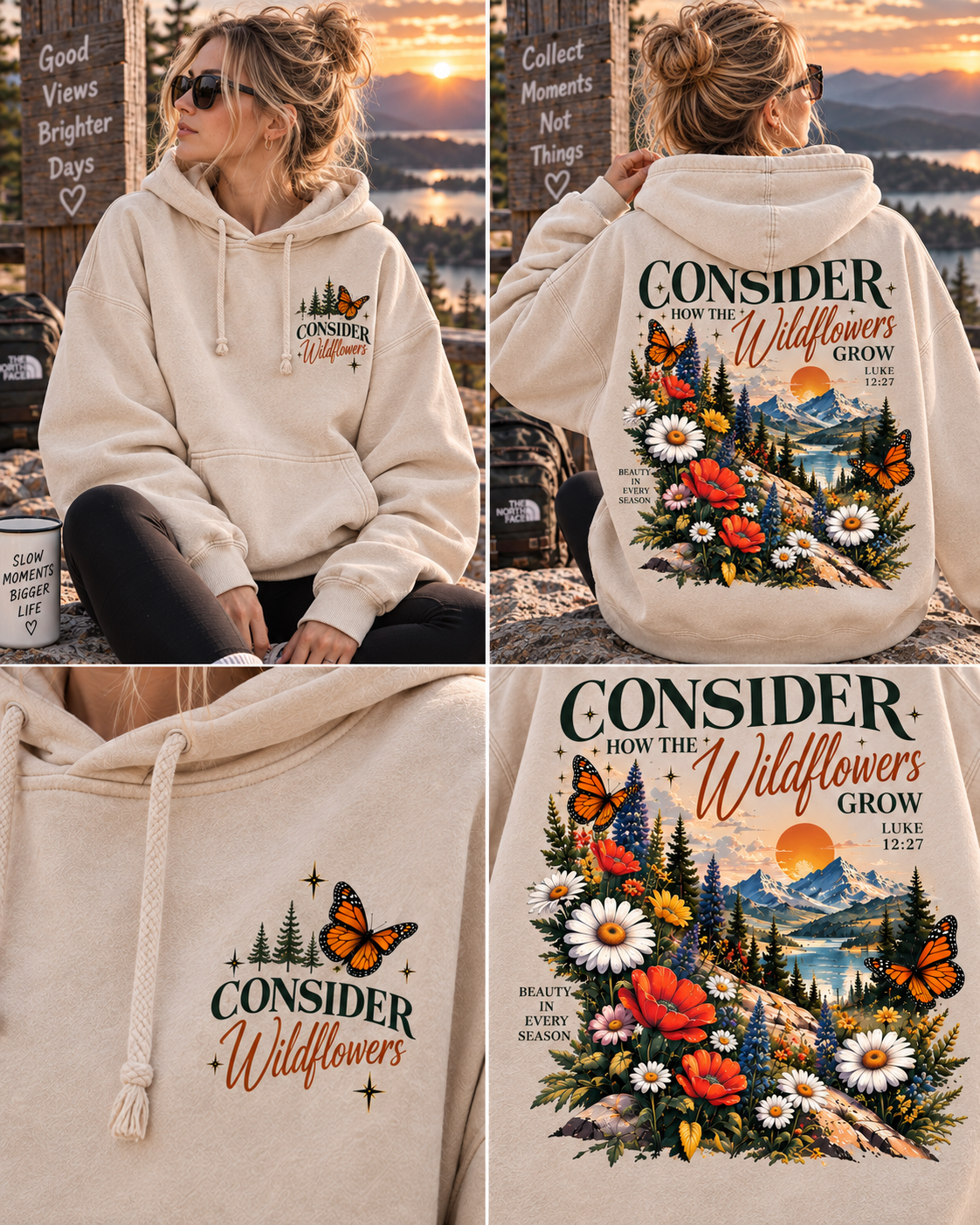 Consider Wildflowers Vintage Hoodie – Mountain & Floral