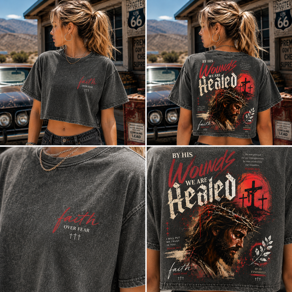 Faith Over Fear – Vintage Christian Crop Tee