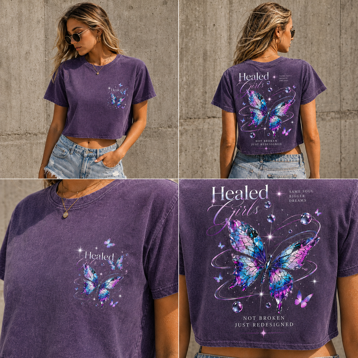 Healed Girls Butterfly Crop Top