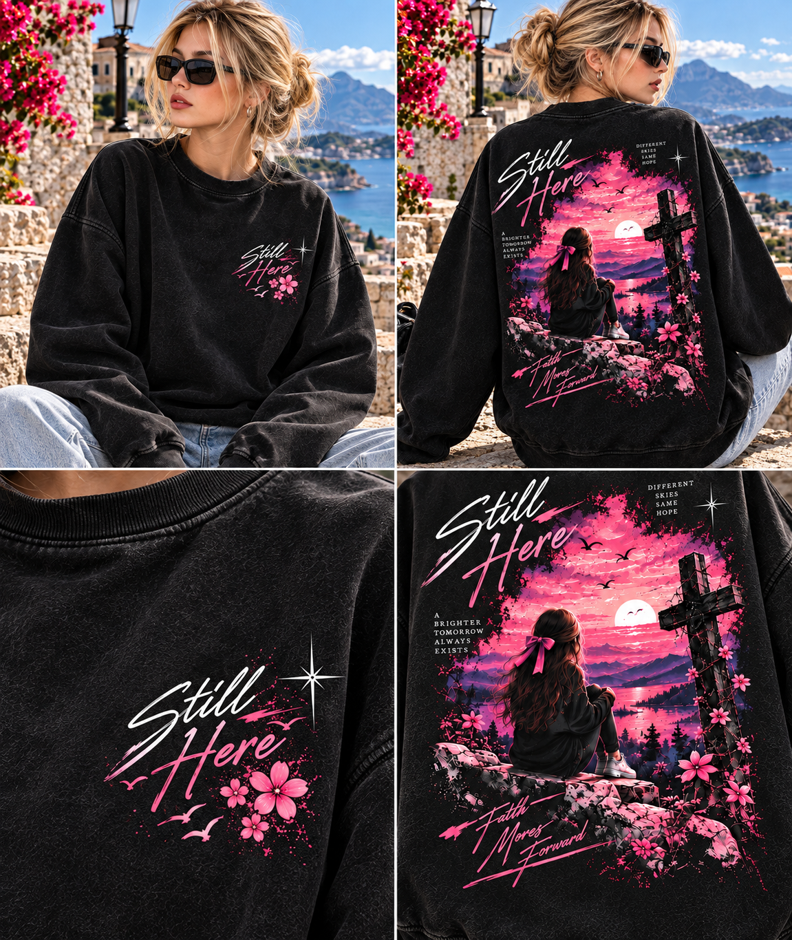 Still Here – Vintage Sunset Graphic Sweatshirt