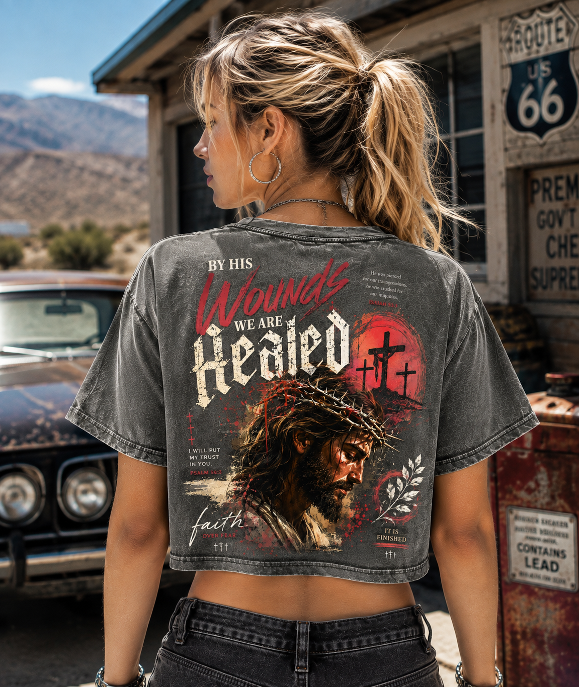 Faith Over Fear – Vintage Christian Crop Tee