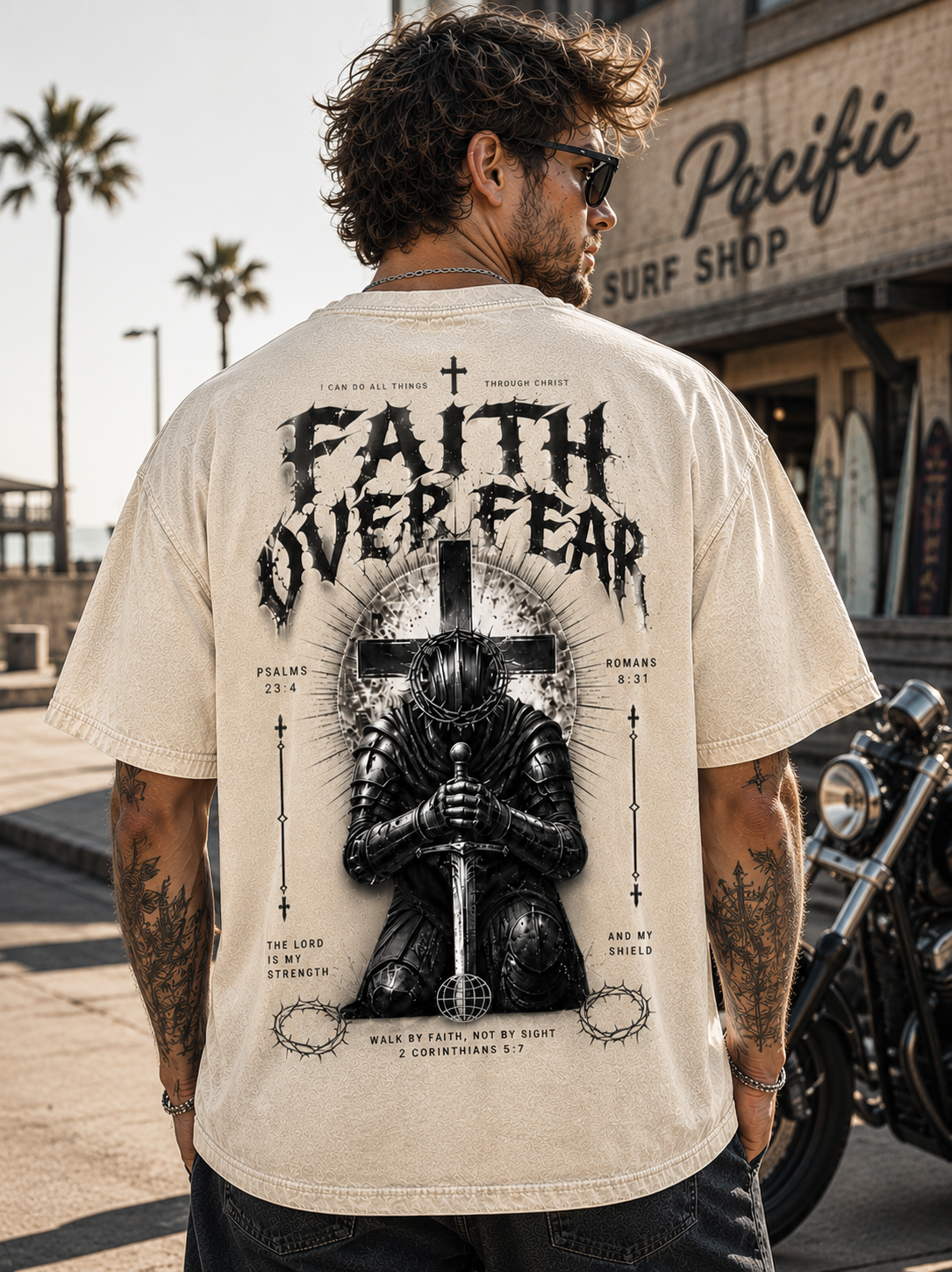 Faith Over Fear Warrior Graphic Oversized Tee