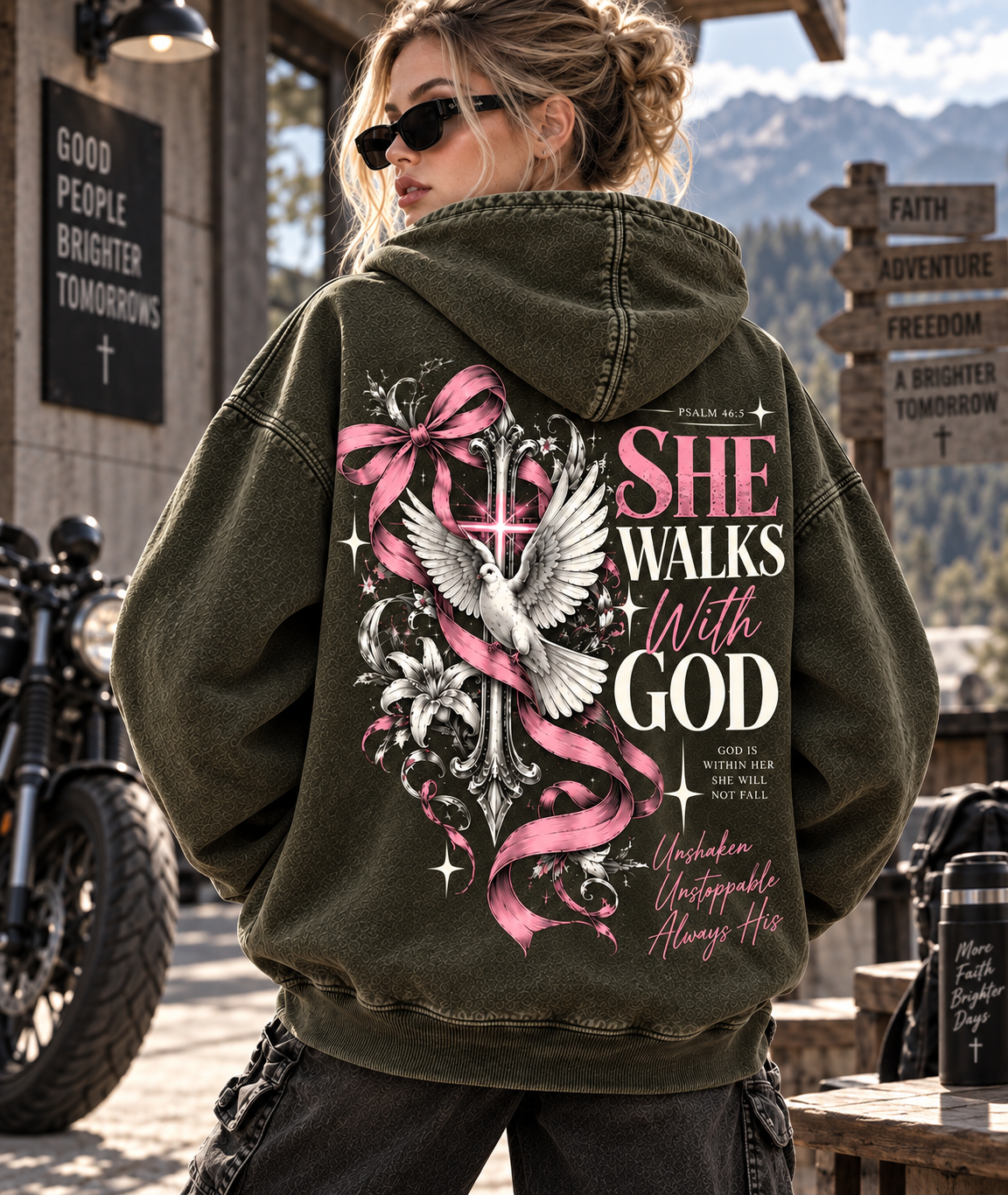 She Walks With God – Vintage Faith Hoodie