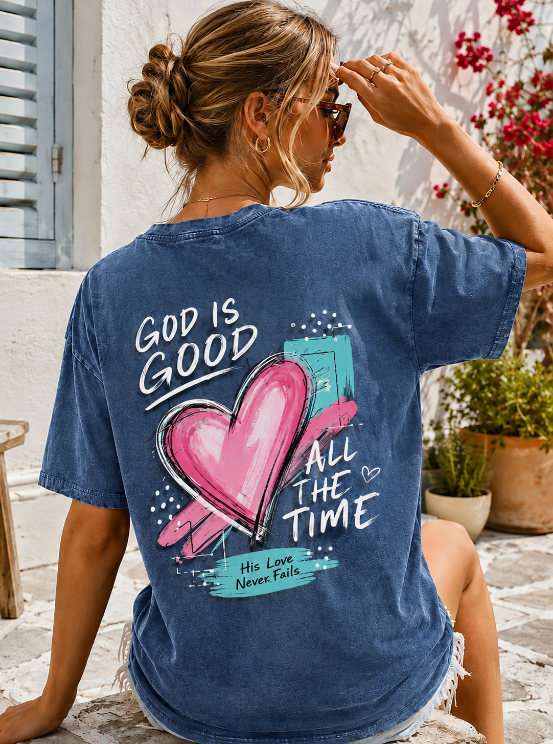 Washed Vintage Faith Graphic Tee – God Is Good