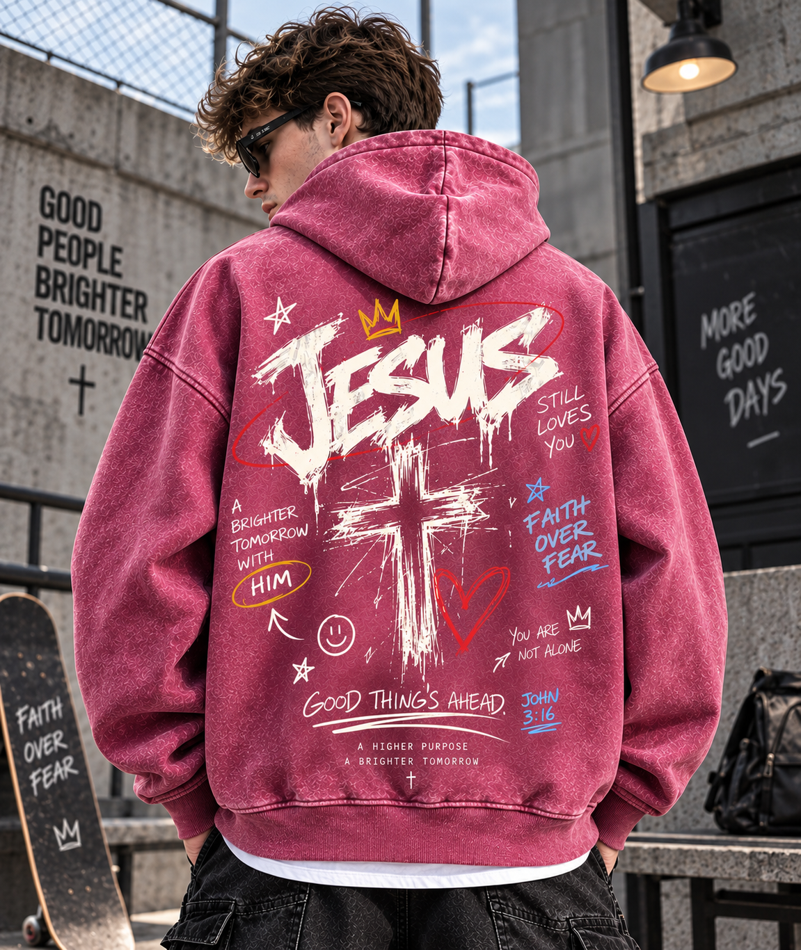 JESUS Faith Over Fear – Vintage Wash Hoodie