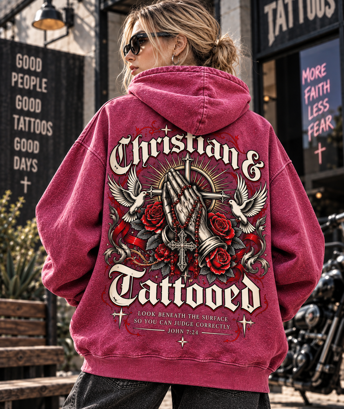 Christian & Tattooed Vintage Hoodie – Gothic Faith