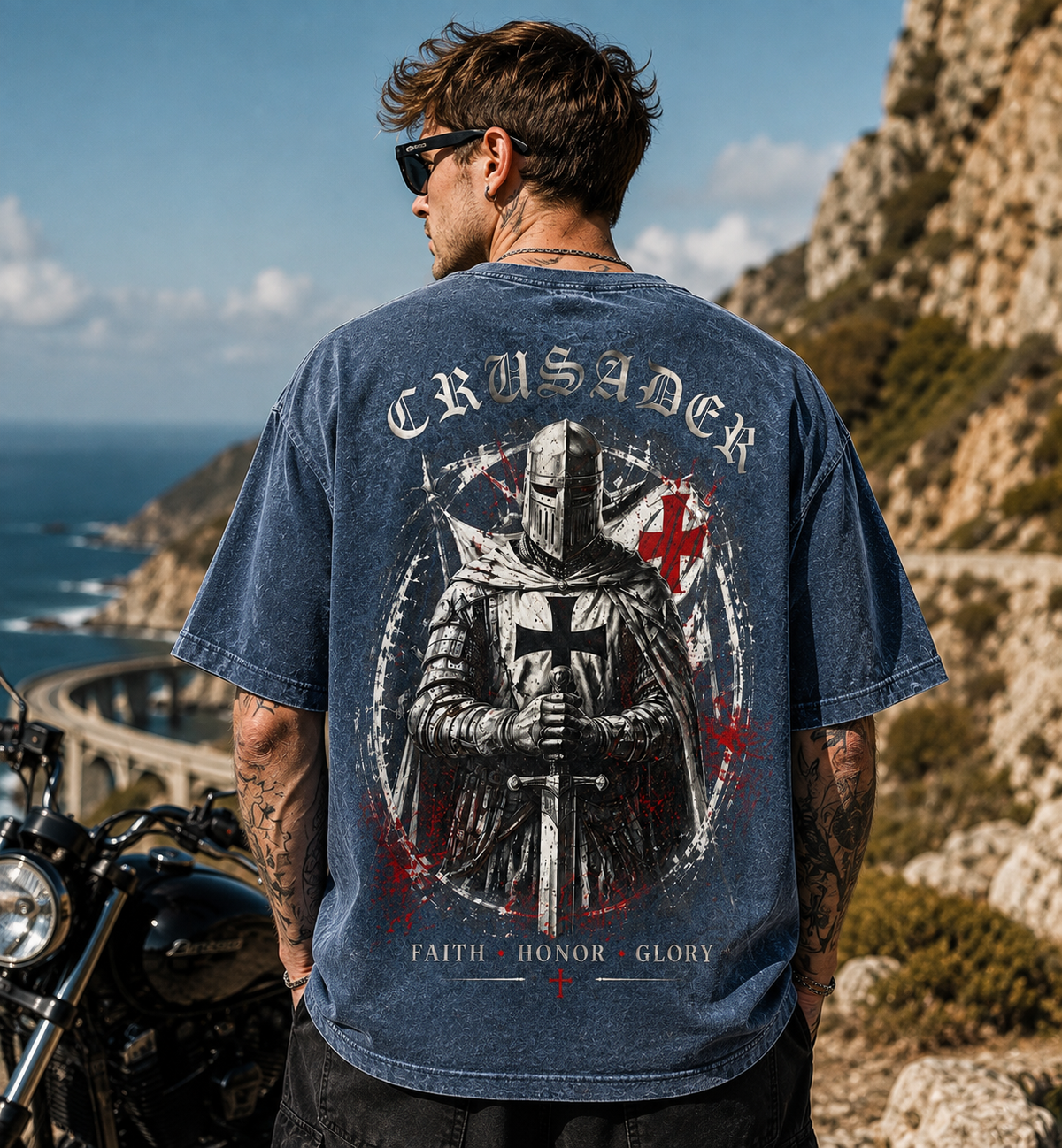 CRUSADER Washed Black Tee