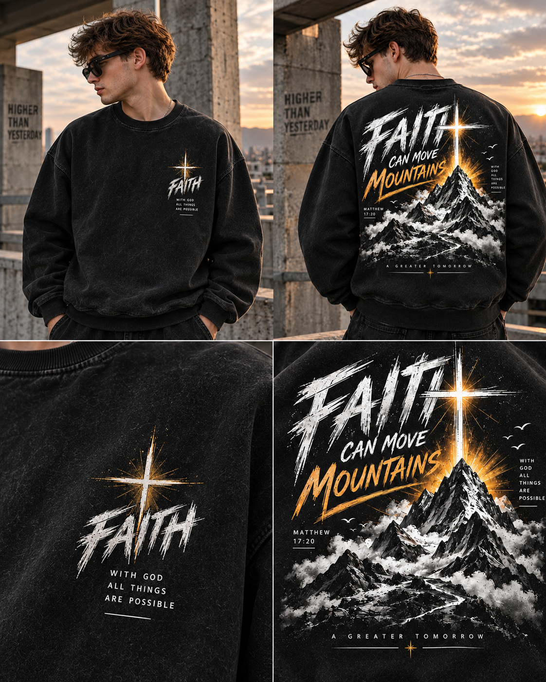 Faith Can Move Mountains – Vintage Mountain Sweatshirt