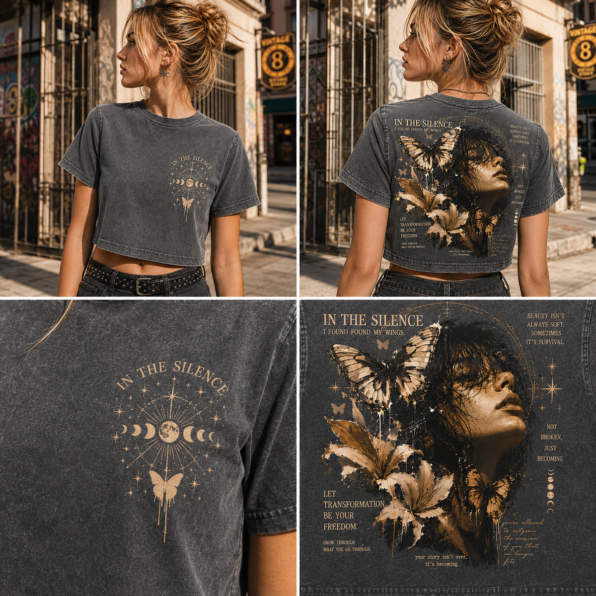 In the Silence Butterfly Crop Top