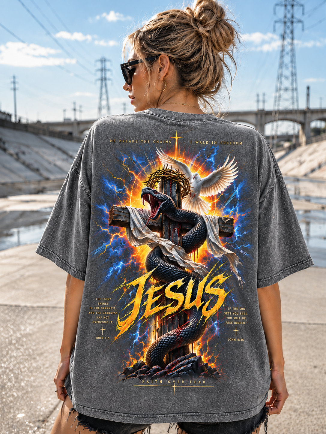 Jesus Faith Over Fear Vintage Graphic T-Shirt