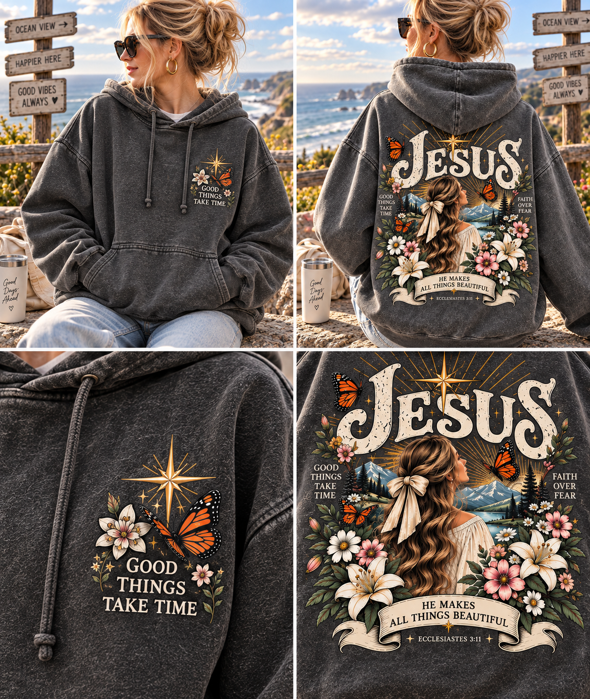 Vintage Faith & Butterfly Hoodie