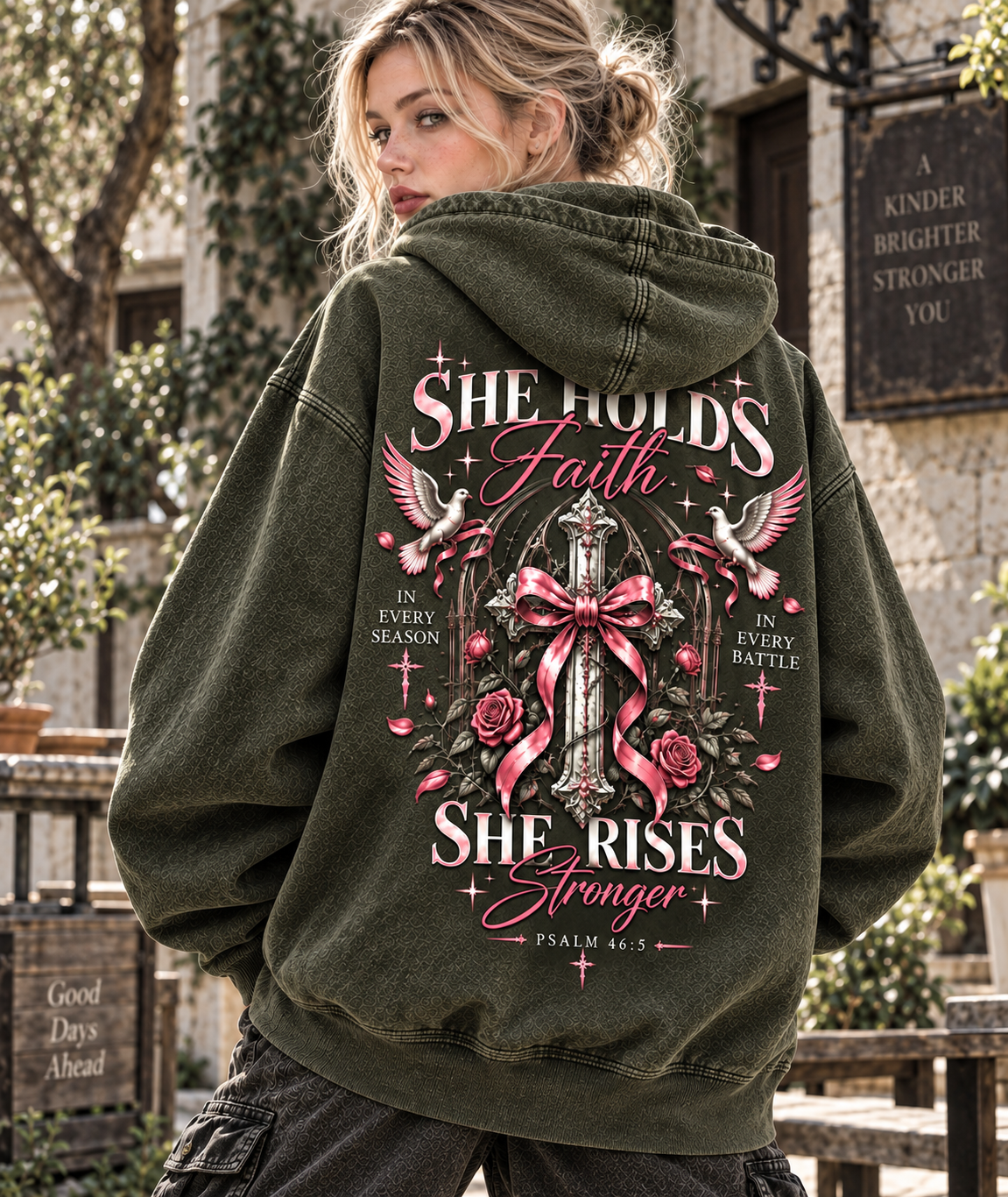 She Holds Faith – She Rises Stronger Hoodie