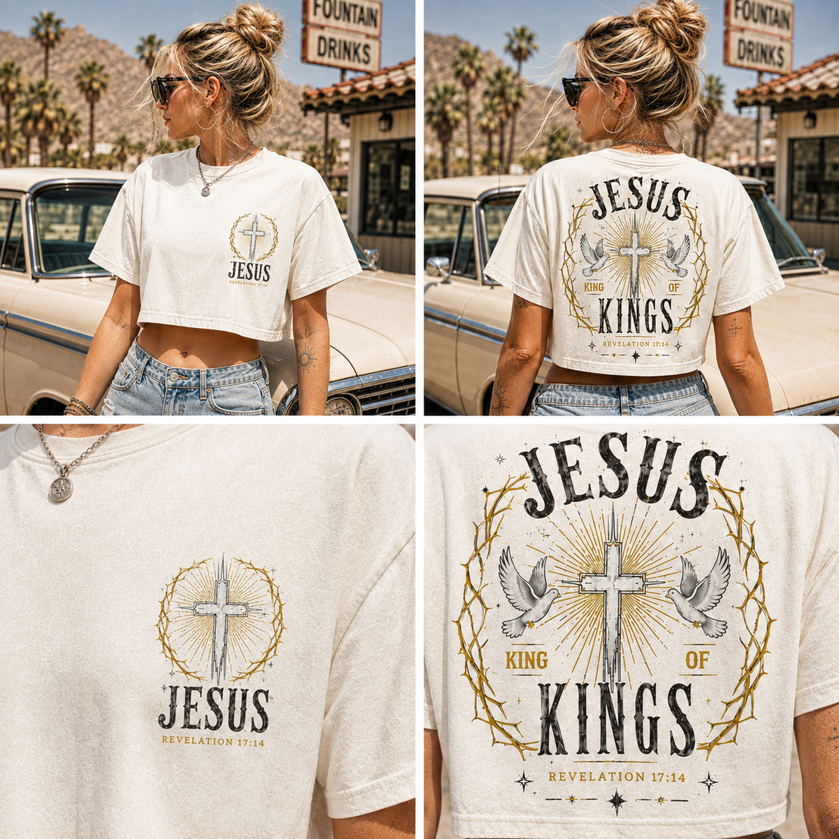 Jesus King of Kings – Vintage Christian Crop Tee