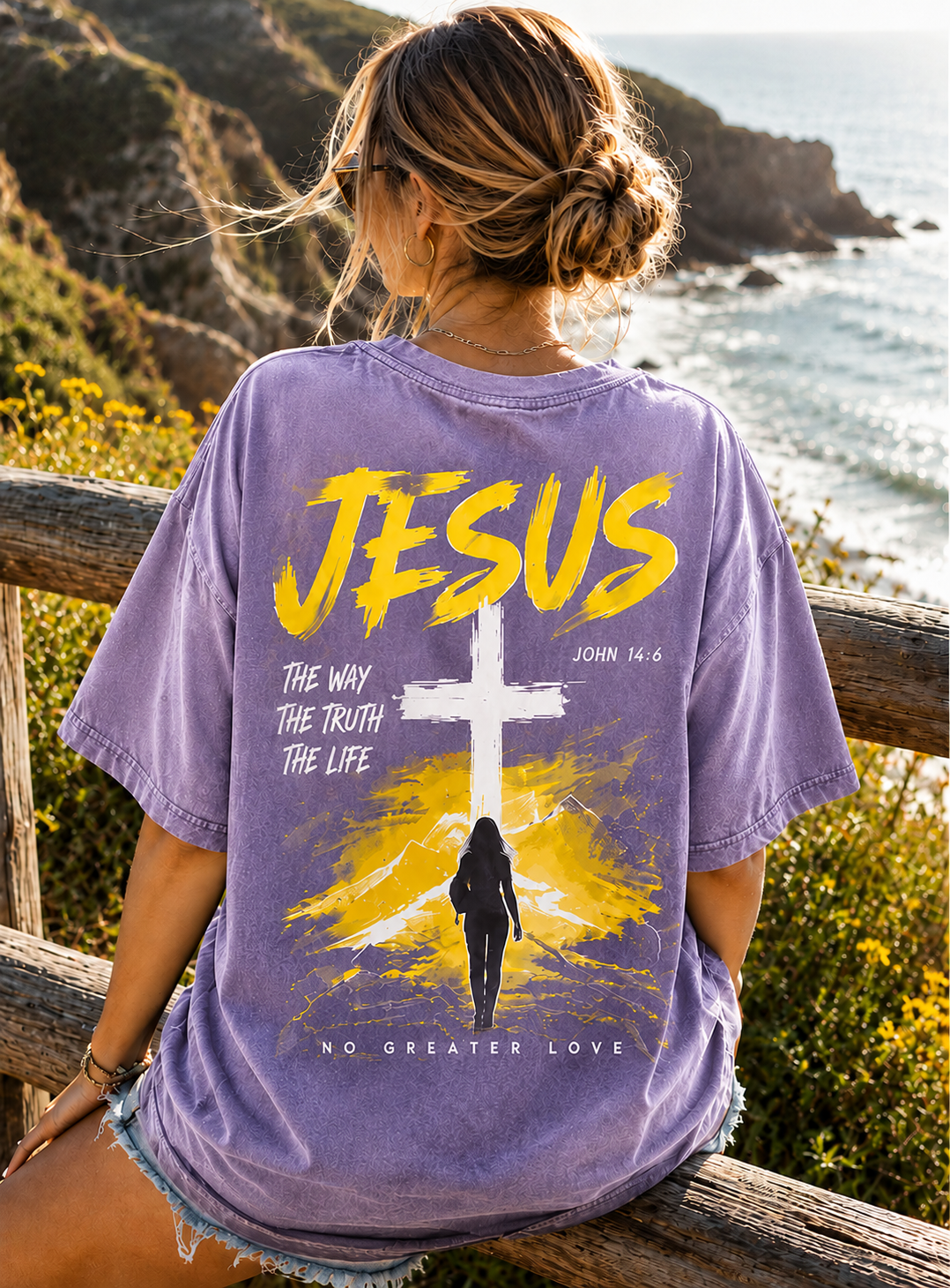 Vintage Jesus Cross Oversized T-Shirt – Faith Graphic Tee