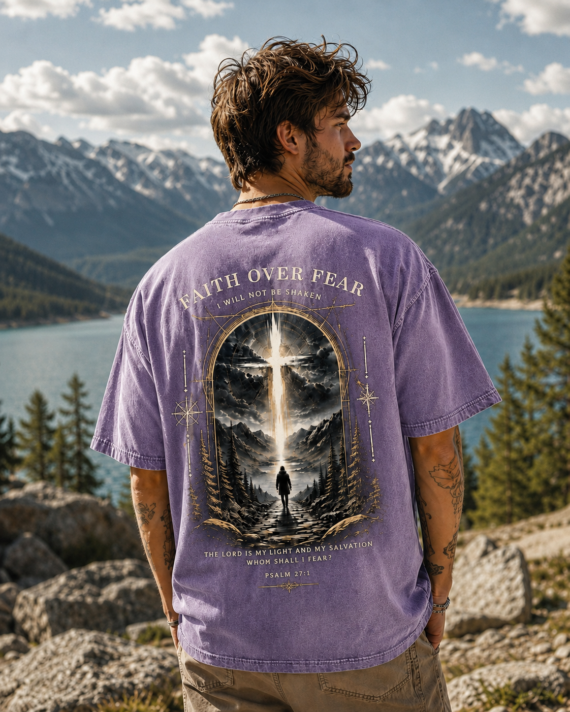 Faith Over Fear Vintage Graphic Tee – Premium Washed T-Shirt