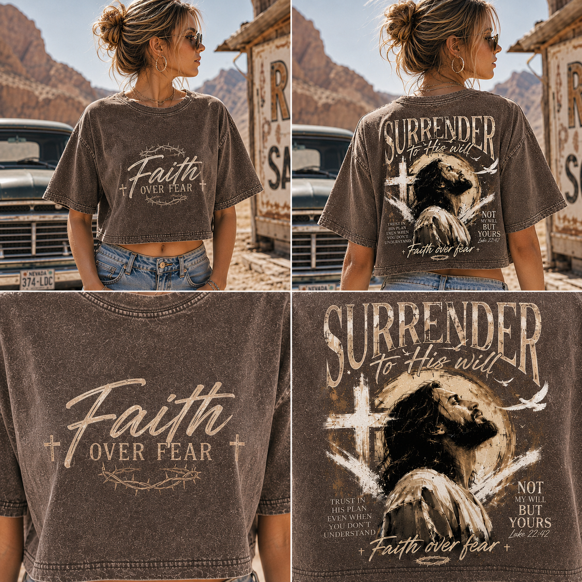 Faith Over Fear Crop Top – Vintage Christian Tee