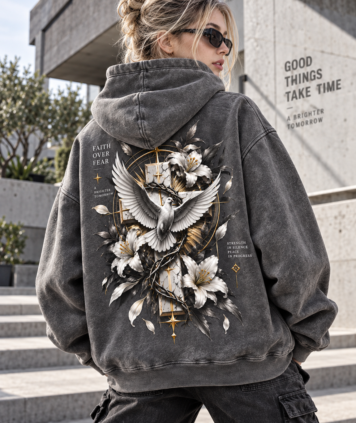 Faith Over Fear Vintage Washed Hoodie