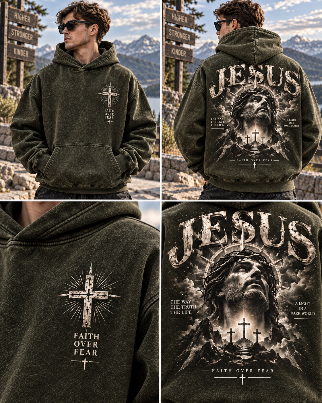 🔥 Jesus Faith Over Fear Vintage Hoodie