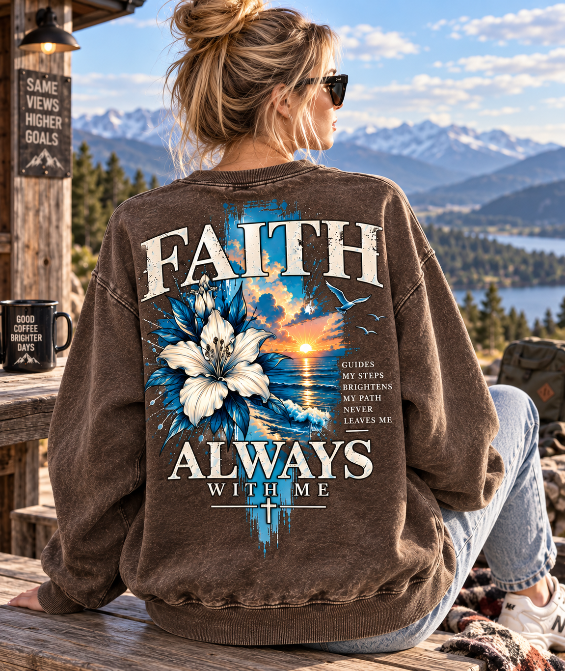 Faith Always With Me – Vintage Floral Sweatshirt