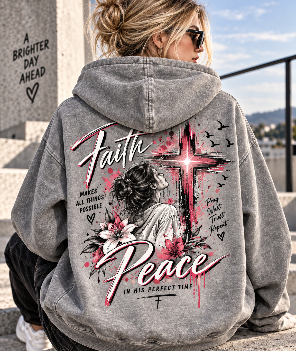 Faith & Peace Graphic Hoodie – Vintage Christian Style