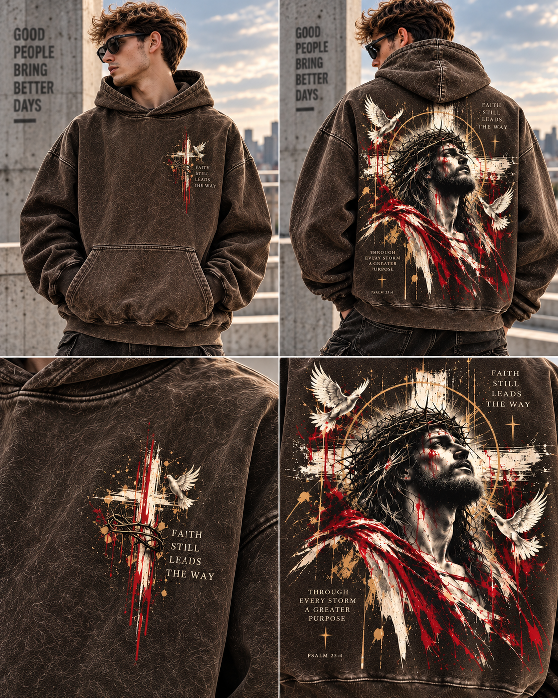 Faith Still Leads The Way – Vintage Christian Wash Hoodie
