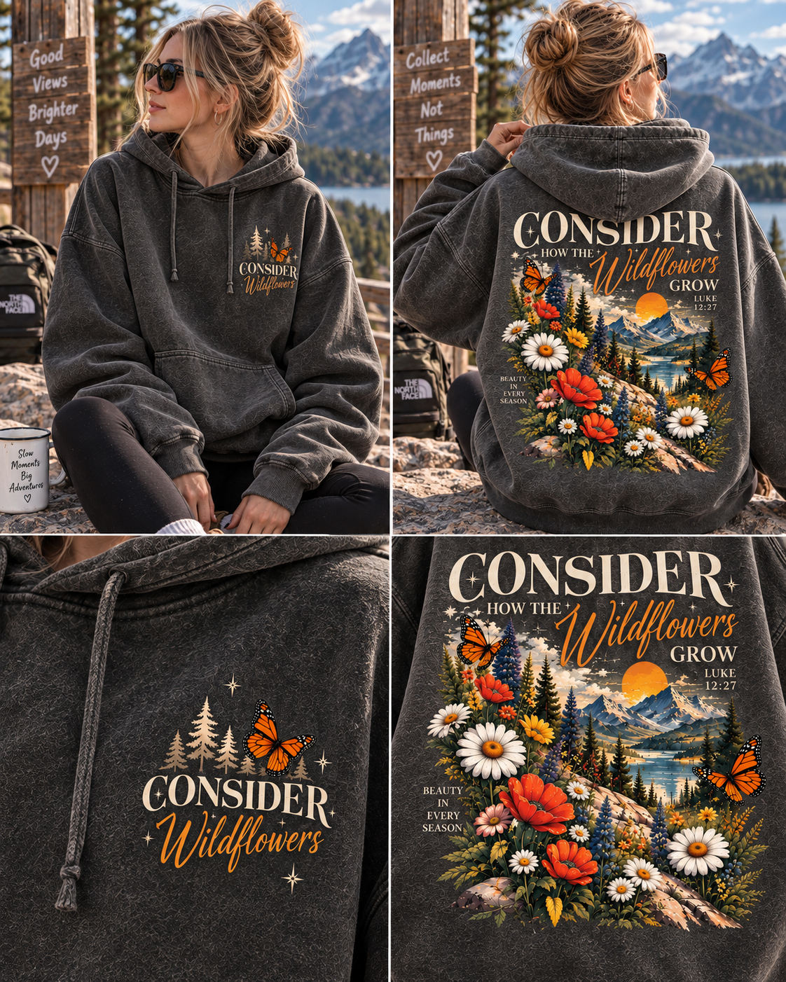 Consider Wildflowers Vintage Hoodie – Mountain & Floral