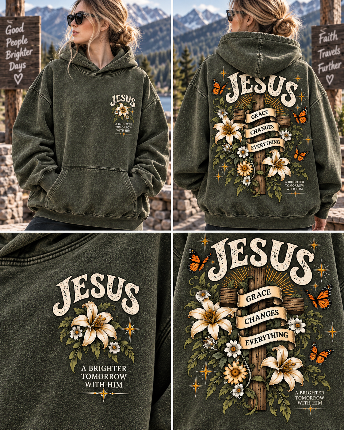 Jesus Grace Changes Everything – Vintage Christian Hoodie