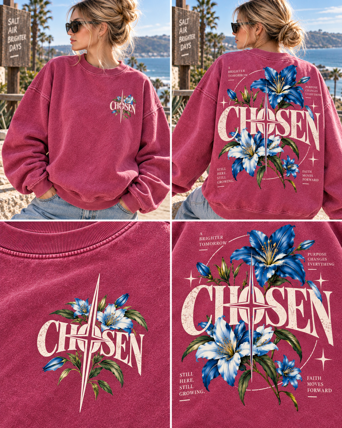 Chosen Floral Vintage Sweatshirt – Blue Lily