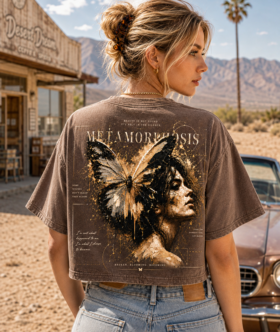 Metamorphosis Butterfly Vintage Crop Top