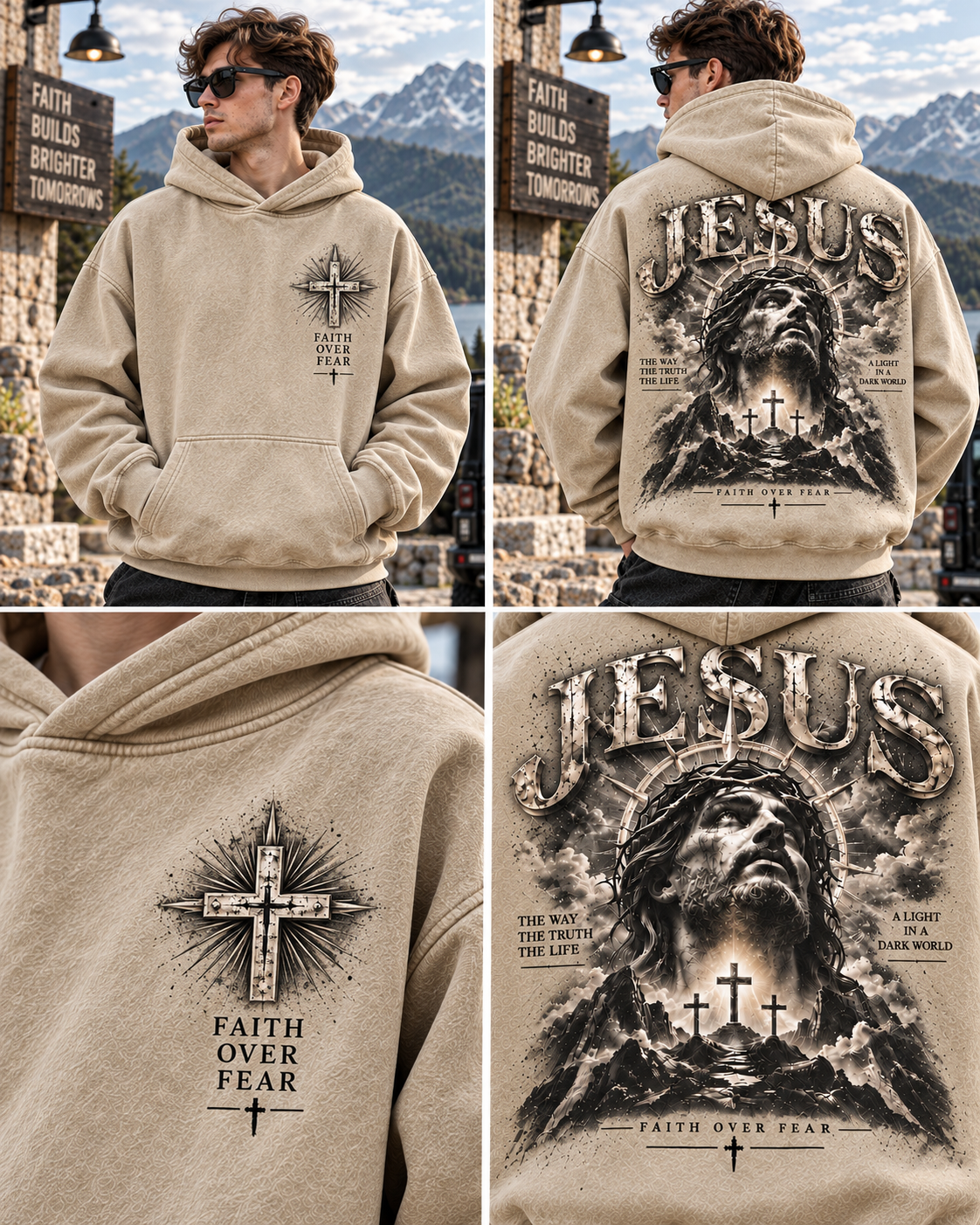 🔥 Jesus Faith Over Fear Vintage Hoodie