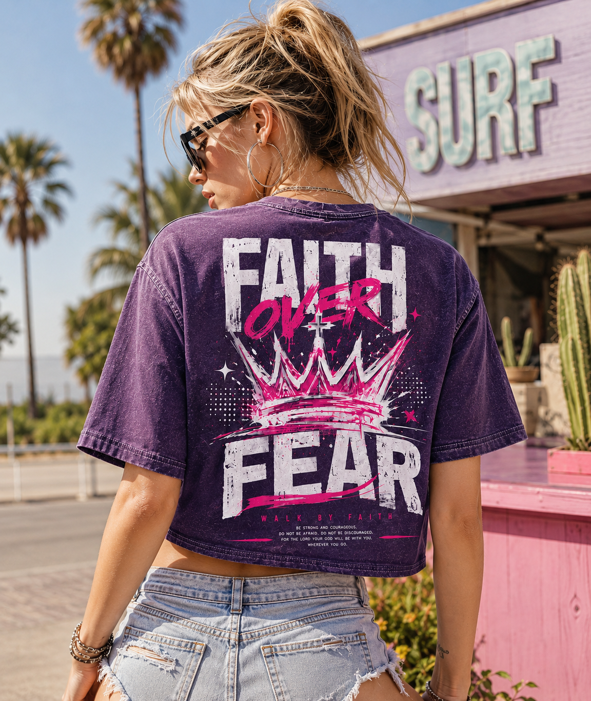 Faith Over Fear Crop Top – Vintage Wash Tee