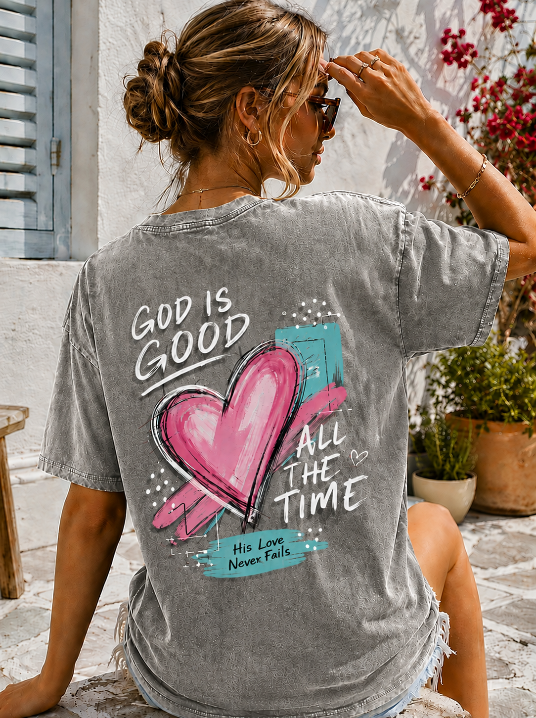 Washed Vintage Faith Graphic Tee – God Is Good