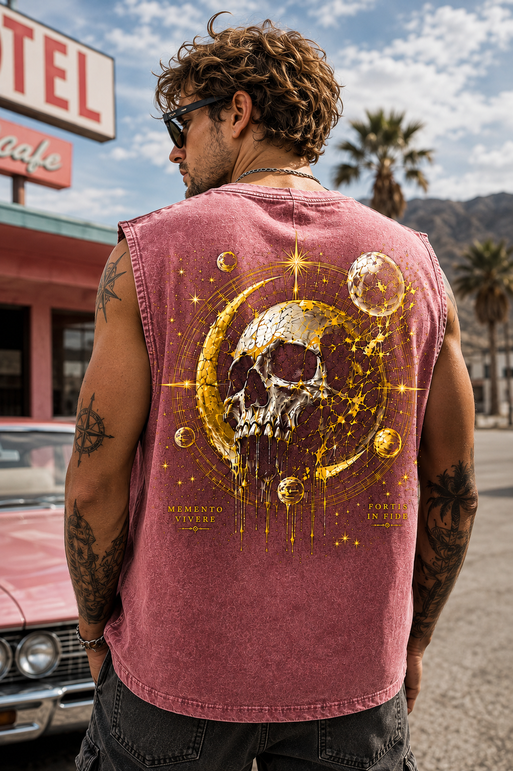 Celestial Skull Washed Tank Top