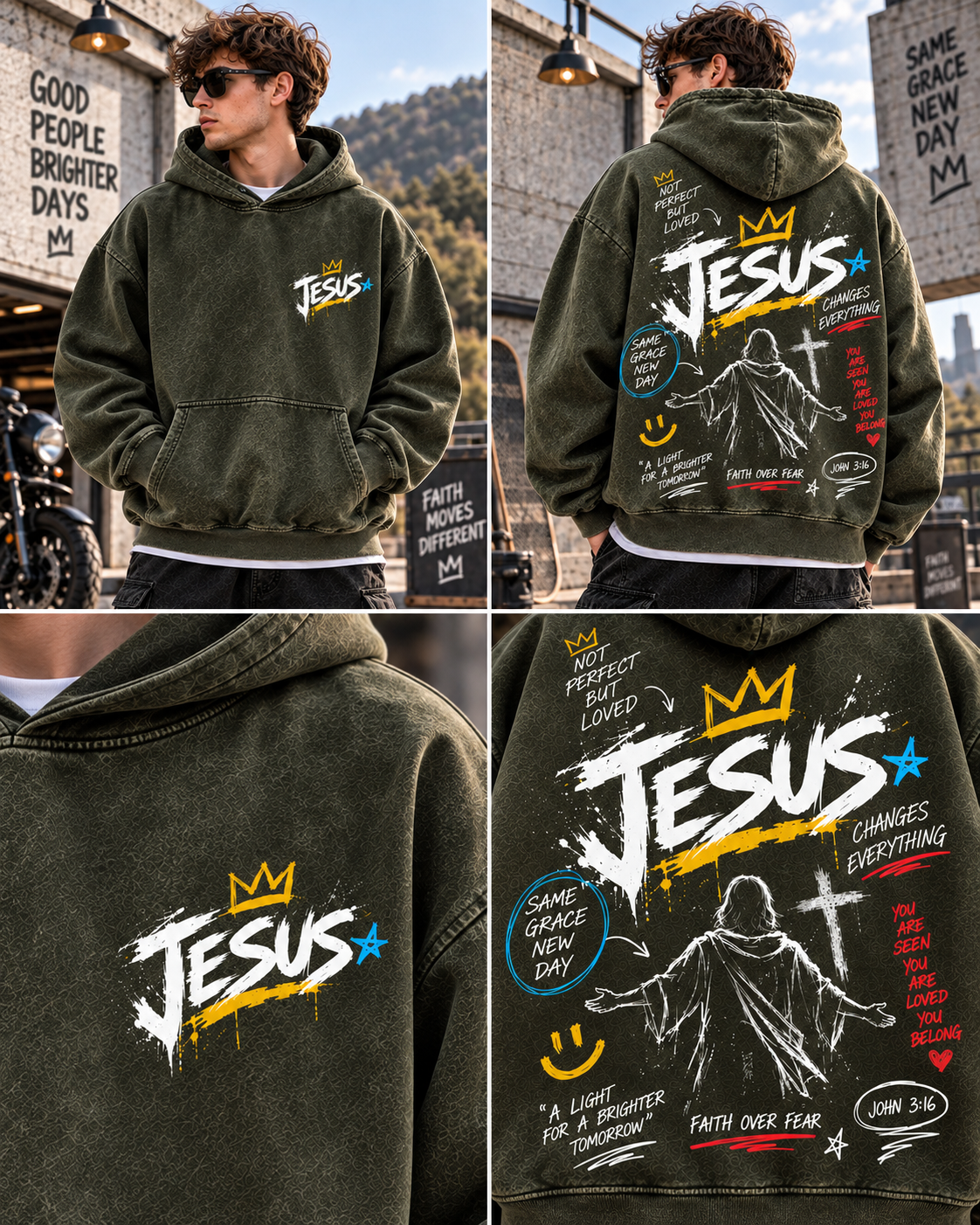 Faith Over Fear – Vintage Jesus Hoodie
