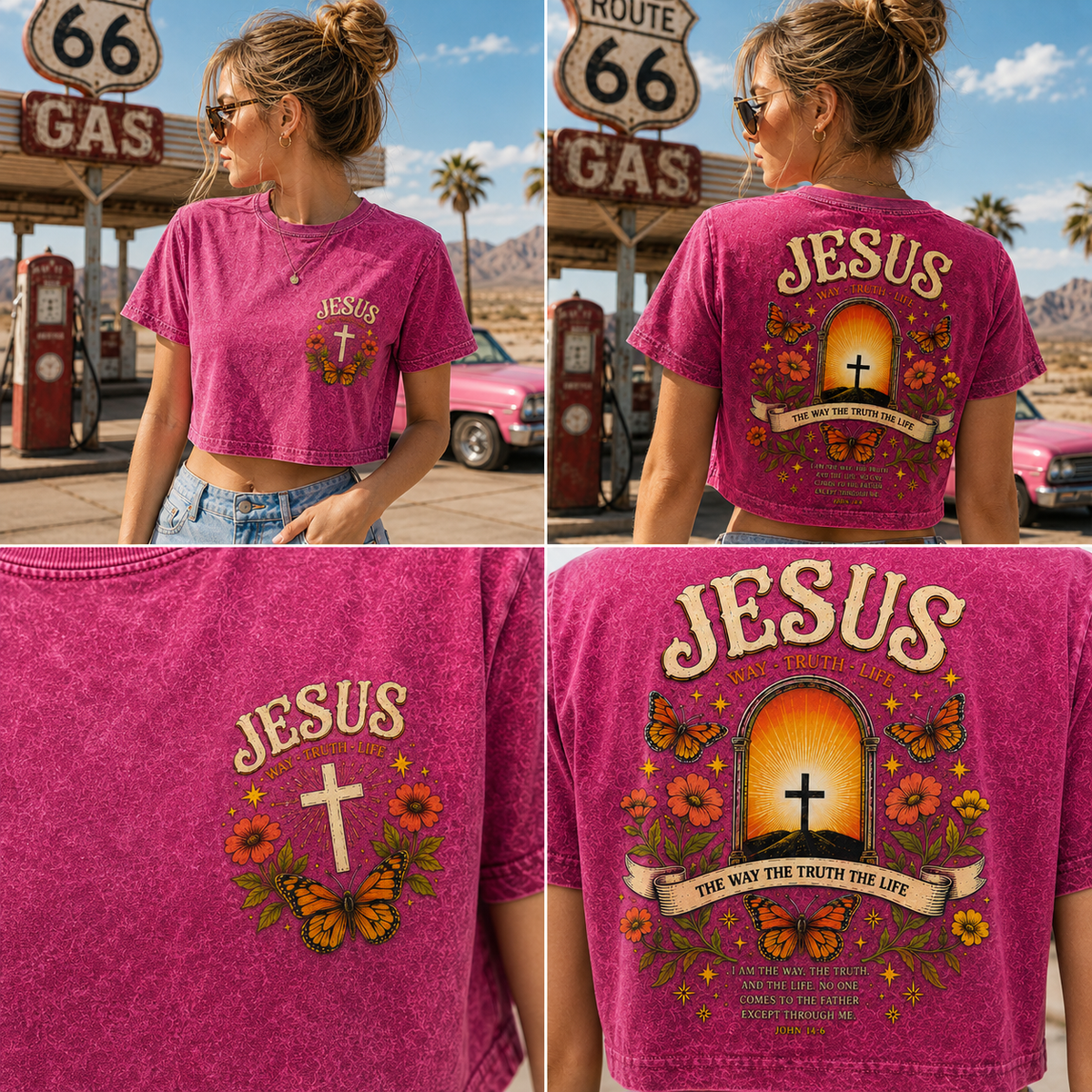 Jesus Vintage Butterfly Crop Top – Faith & Grace
