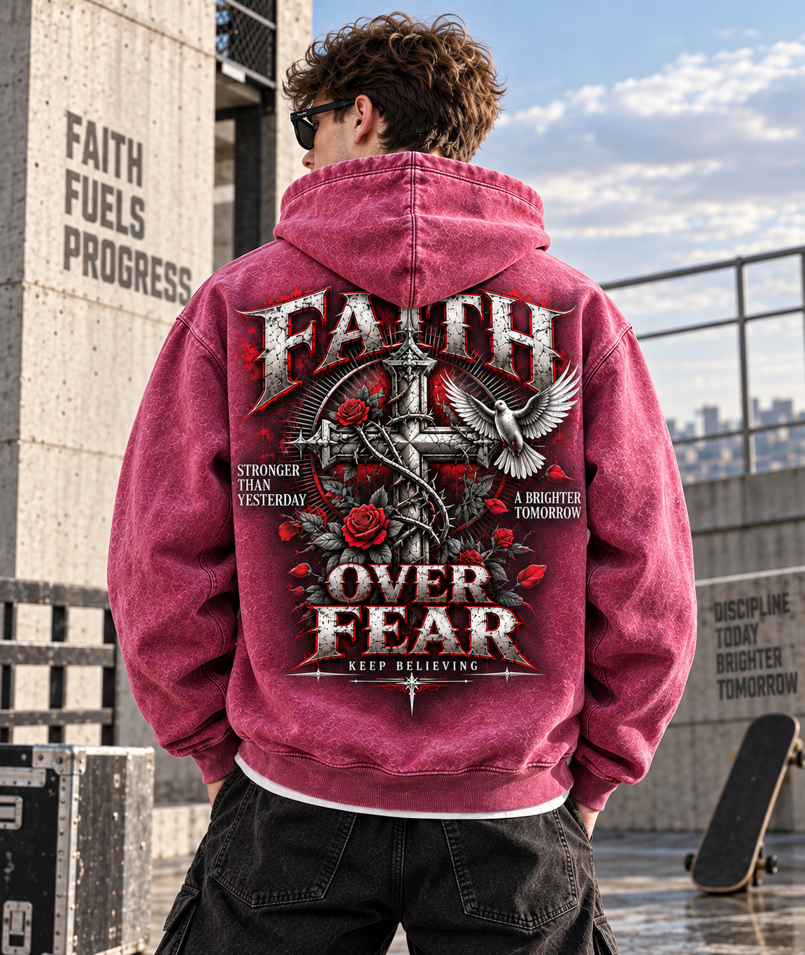 Faith Over Fear – Vintage Graphic Hoodie