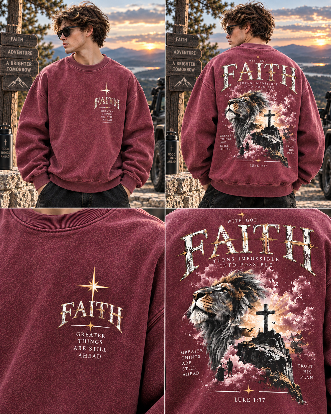 Faith Lion – Vintage Christian Sweatshirt