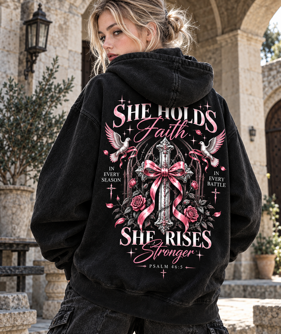 She Walks With God – Vintage Faith Hoodie