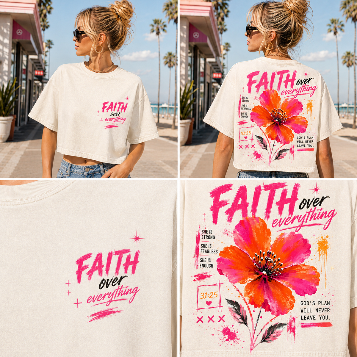 Faith Over Everything – Women’s Vintage Crop Tee