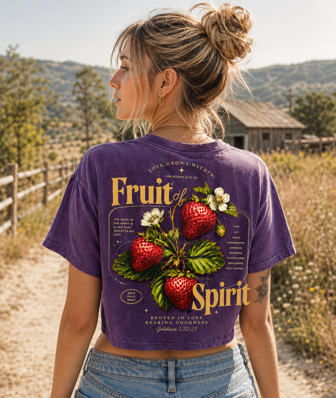 Fruit of Spirit Vintage Crop Top – Faith & Strawberry Tee
