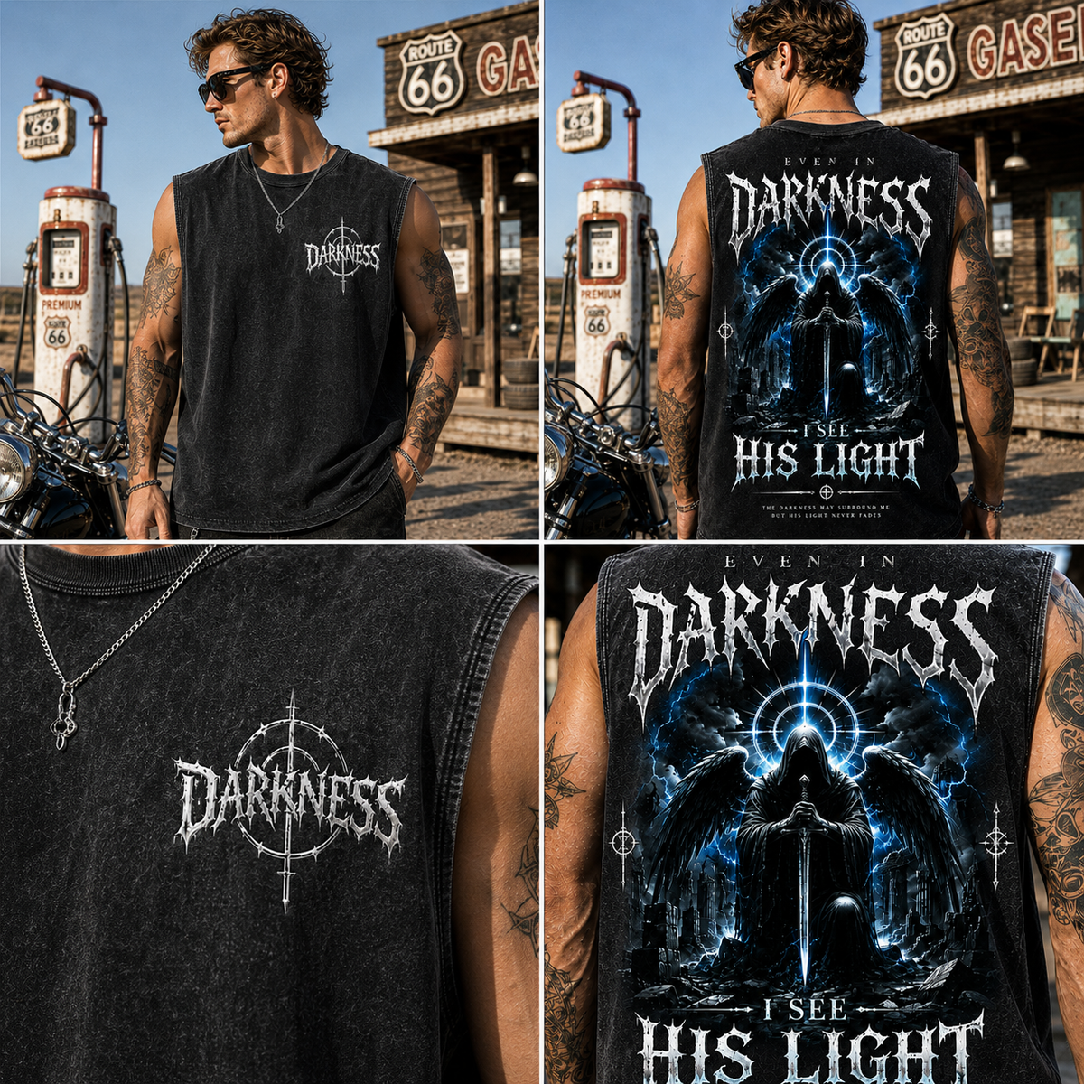 Darkness & Light Washed Black Tank Top