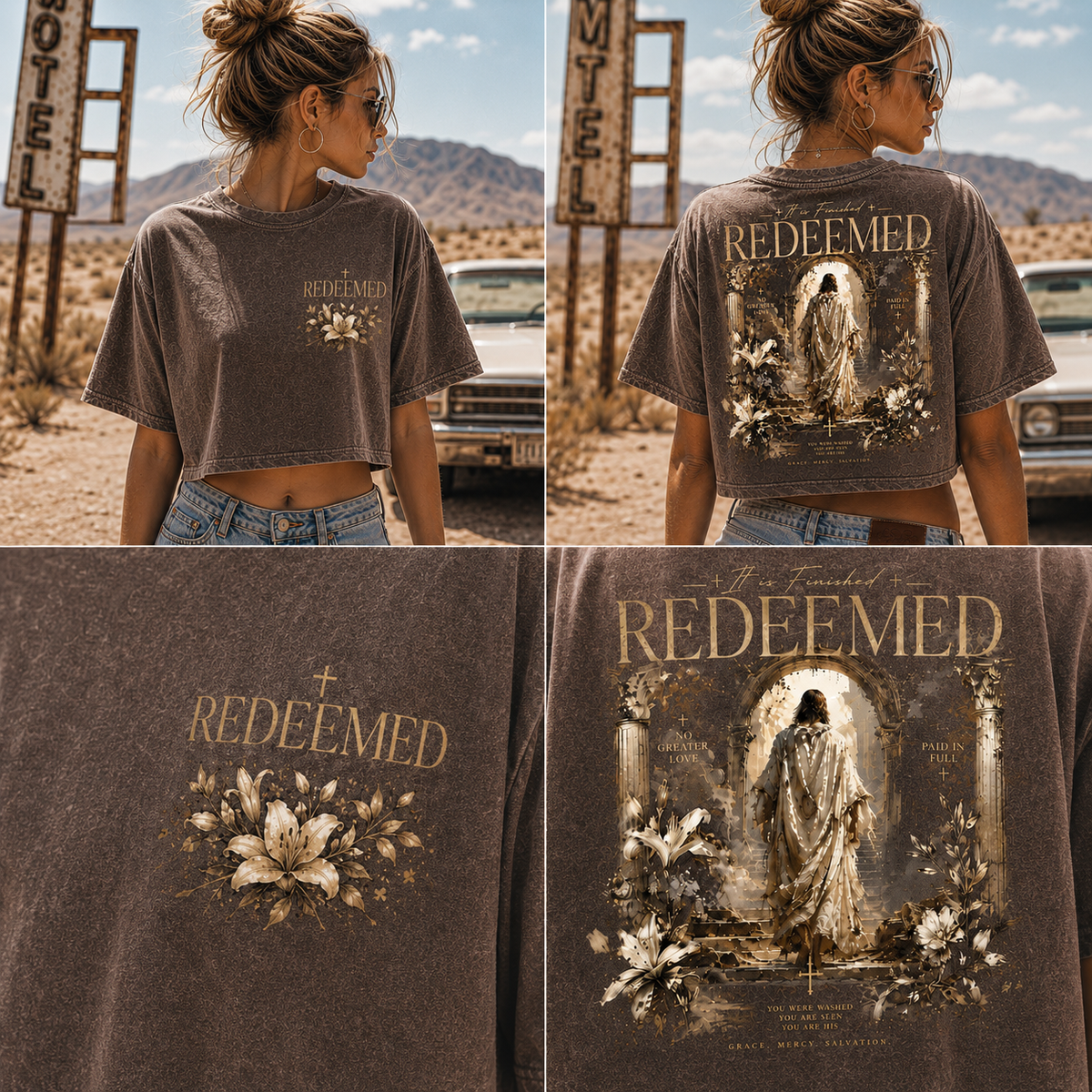Redeemed Vintage Christian Crop Top – Faith Graphic Tee