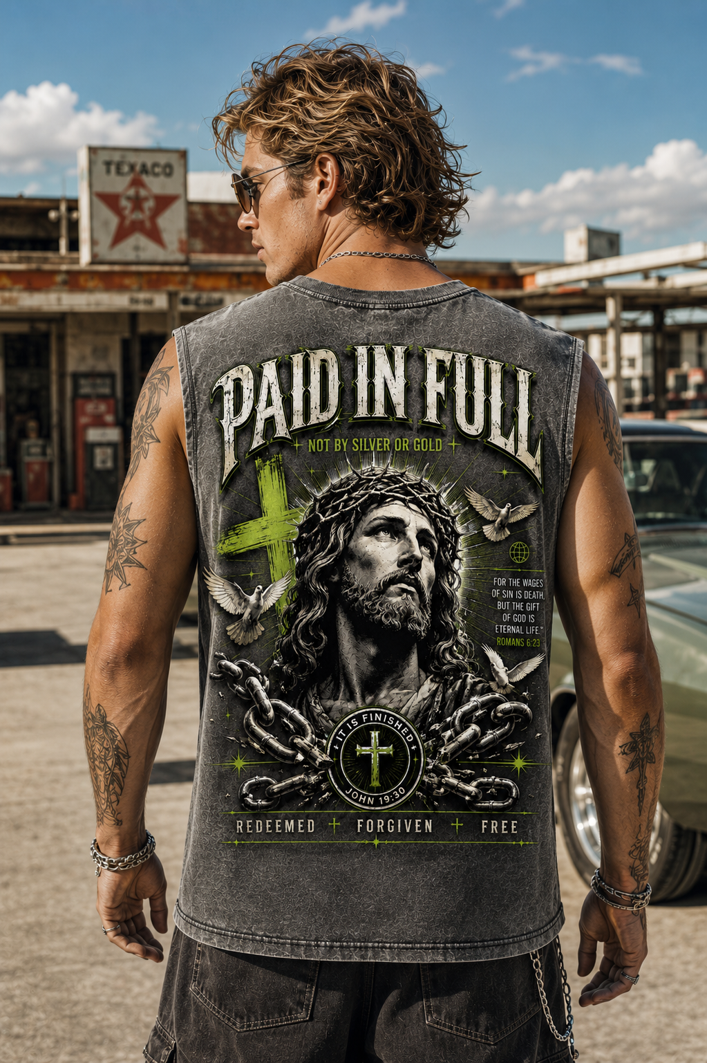PAID IN FULL – Washed Black Christian Tank Top