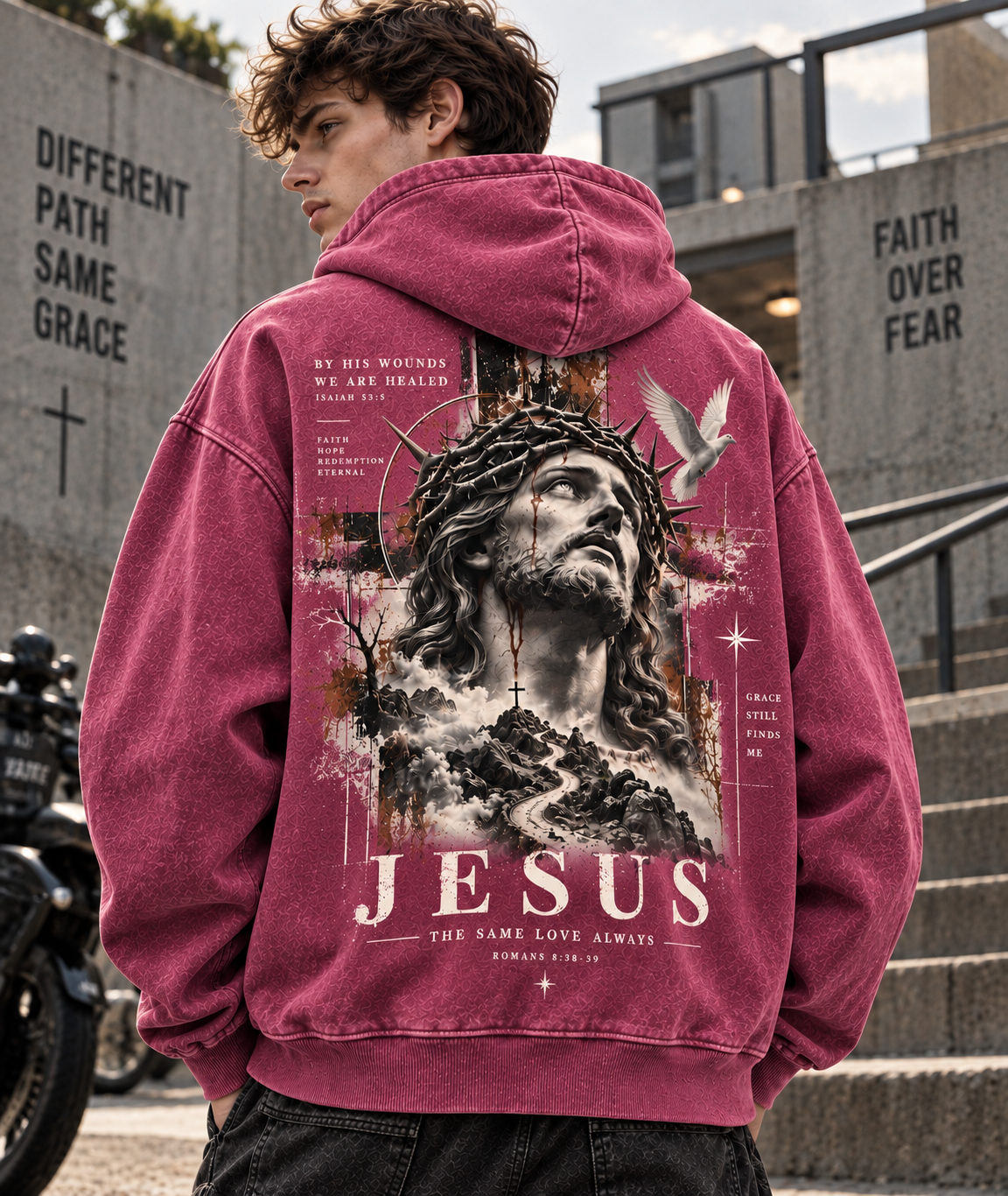 Jesus Faith Vintage Hoodie – Washed Beige