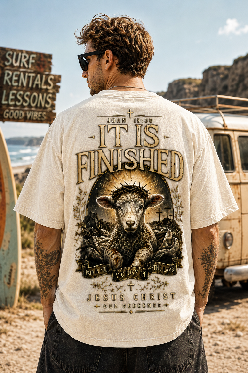 It Is Finished Washed Black Tee