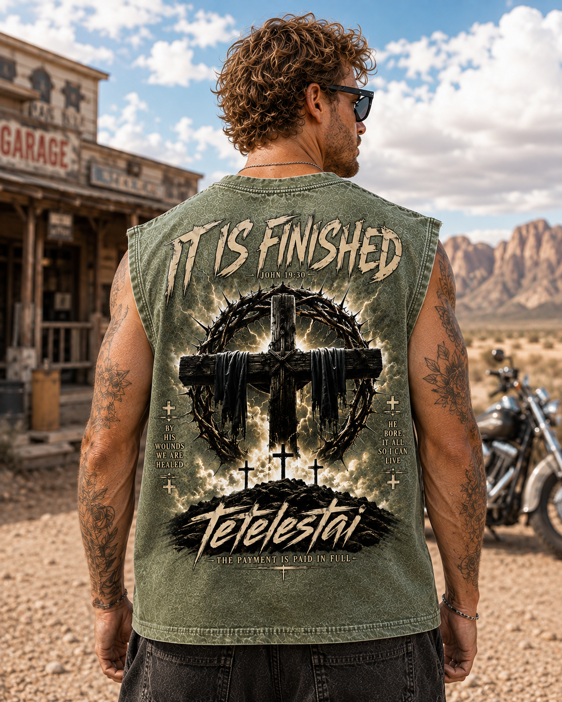 Tetelestai Washed Black Faith Graphic Tank Top