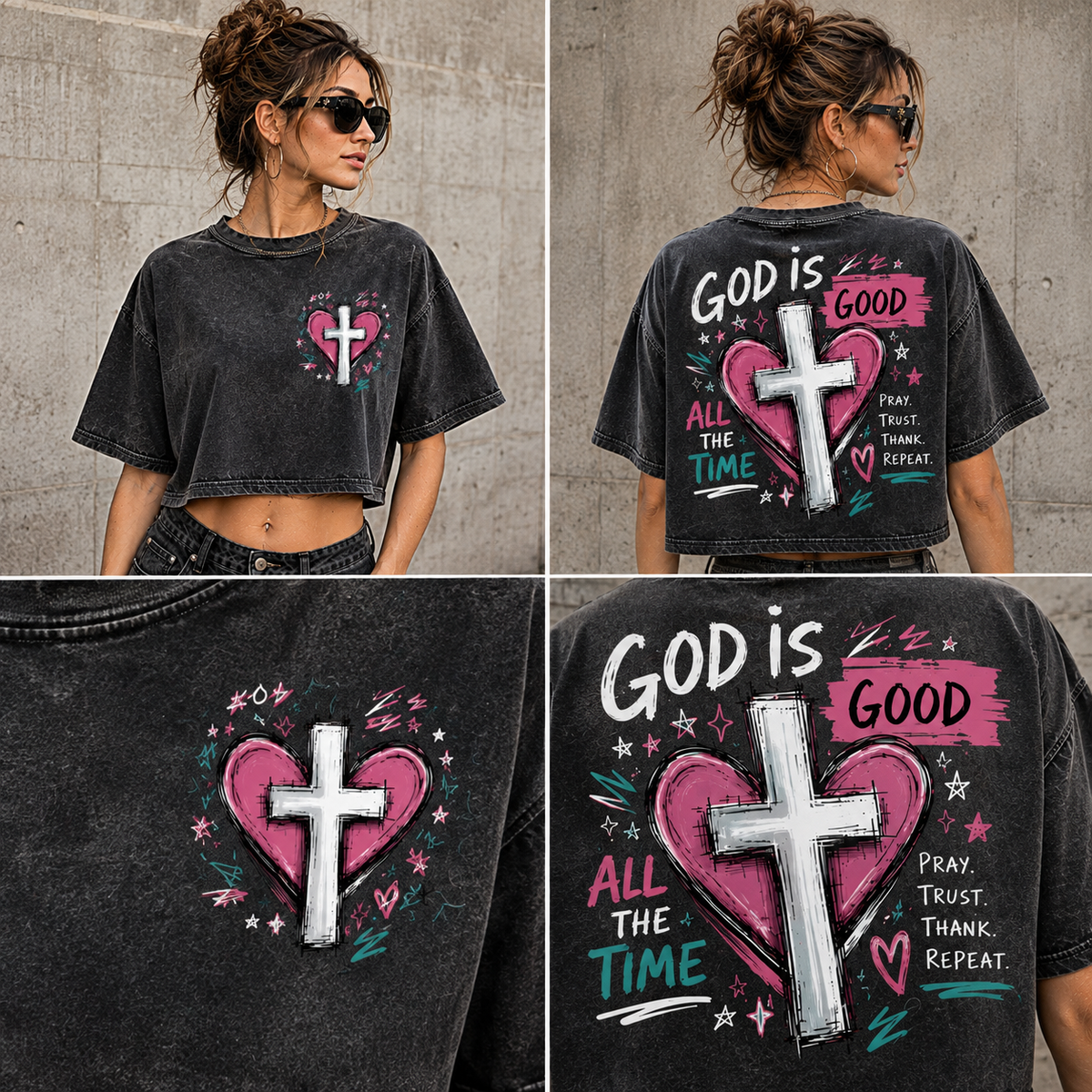 God Is Good – Faith Graphic Washed Crop Top